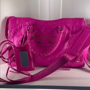 Balenciaga bright pink classic city bag